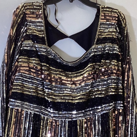 Plus Size Sequined Cutout-Back Dress.           A - Picture 4 of 9